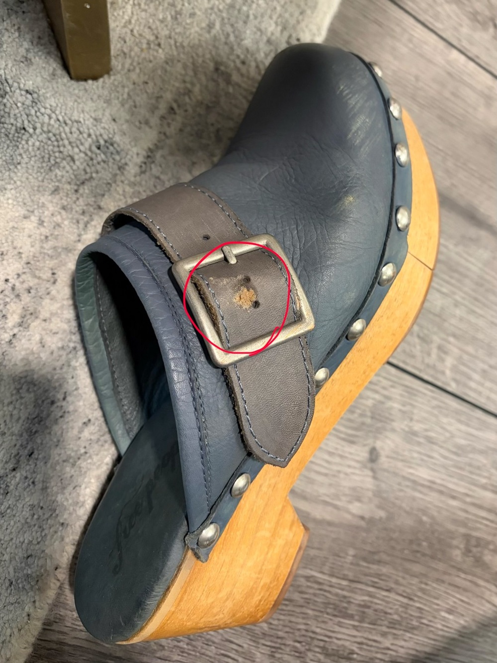 Free People Blue Leather Culver City Clogs - Picture 6 of 7